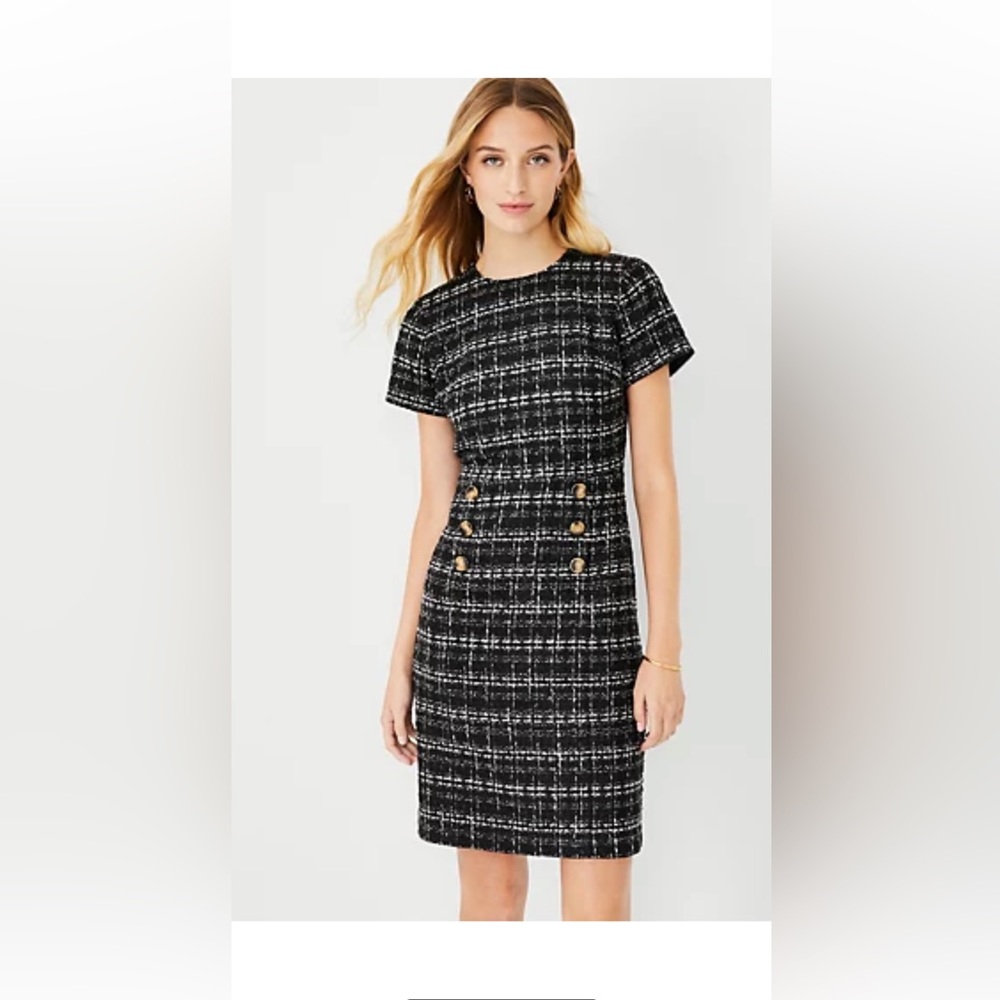 Petite tweed sheath dress ann taylor